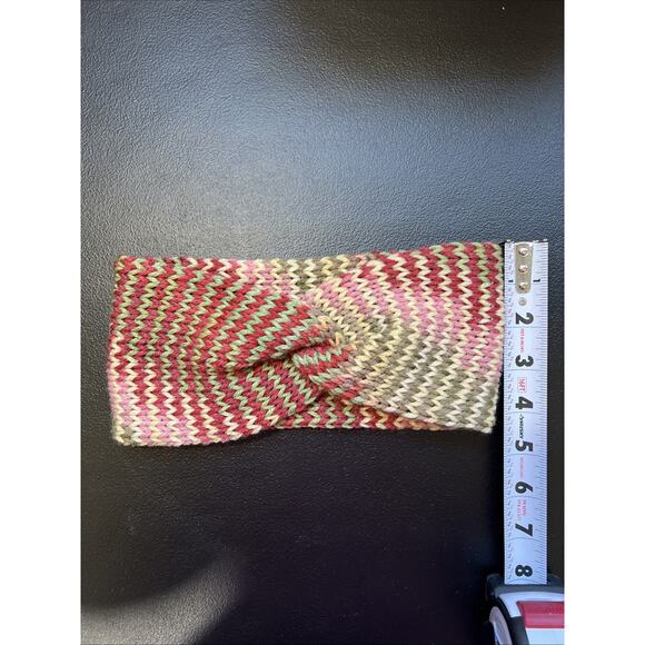 Headband Ear Warmer Womens Colorful Christmas Stripe Acrylic Knit Front Twist - Picture 2 of 4